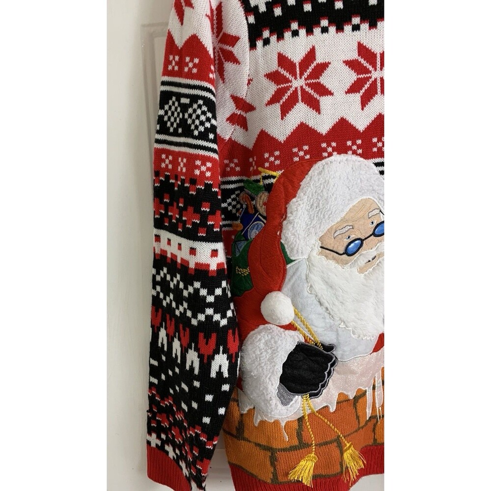 Holiday Time Ugly Christmas Sweater Men’s Size L Santa Pullover Shirt - Picture 4 of 7